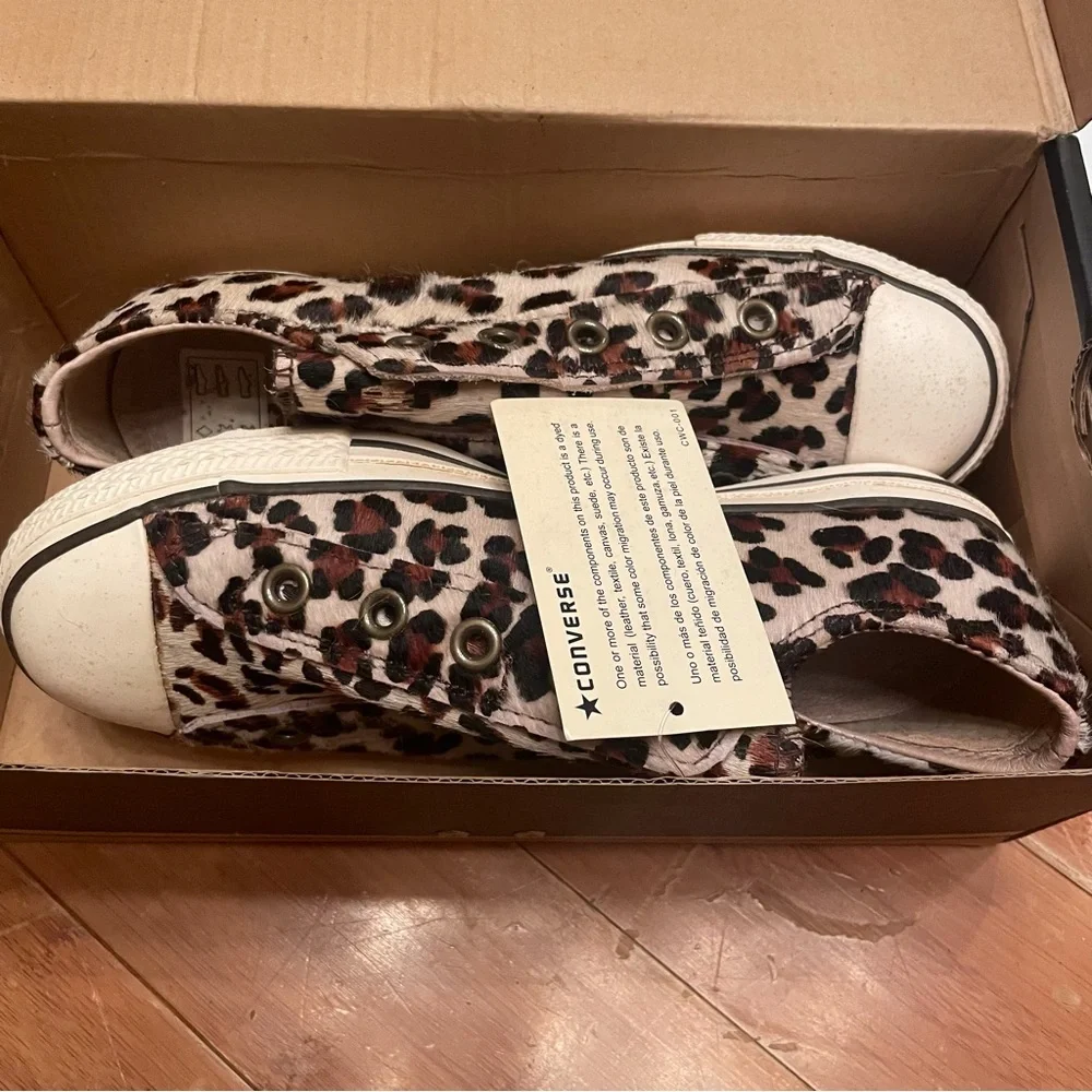 Collaboration Converse Leopard Calf hair lace less Sneakers - Picture 9 of 9